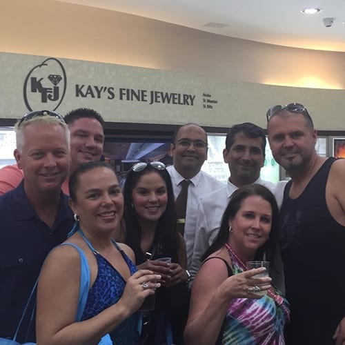 50th Birthday celebration in Kay_s fine Jewelry St. Maarten for Carolyn Starman from Seattle with Bob