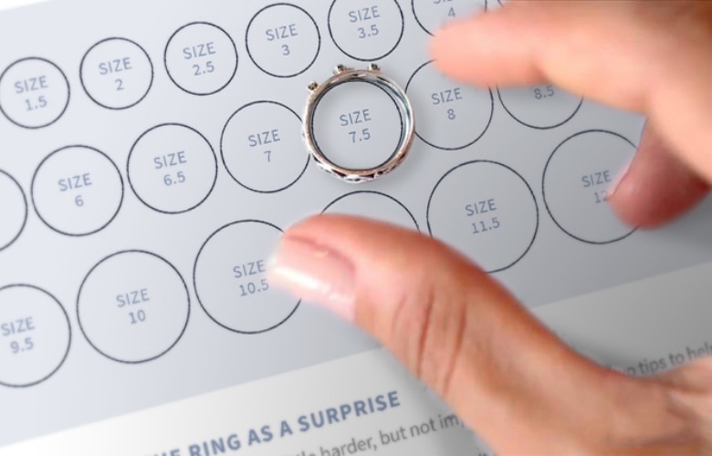 Ring on a sizing chart